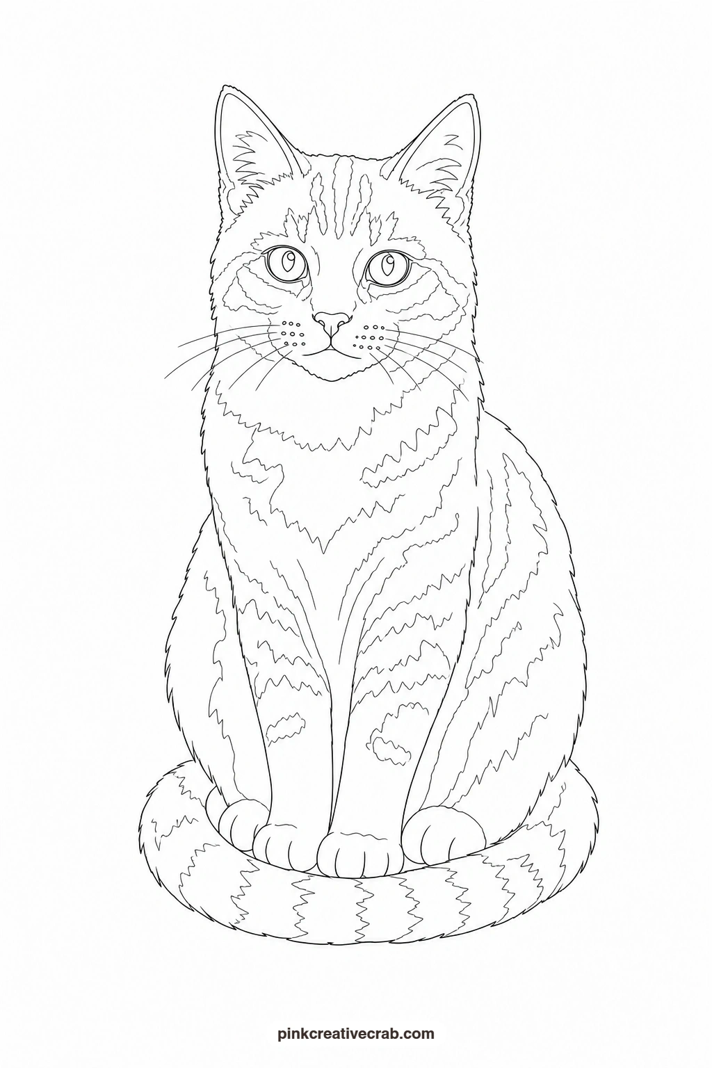 Sitting Cat Outline printable page. Watercolor animals