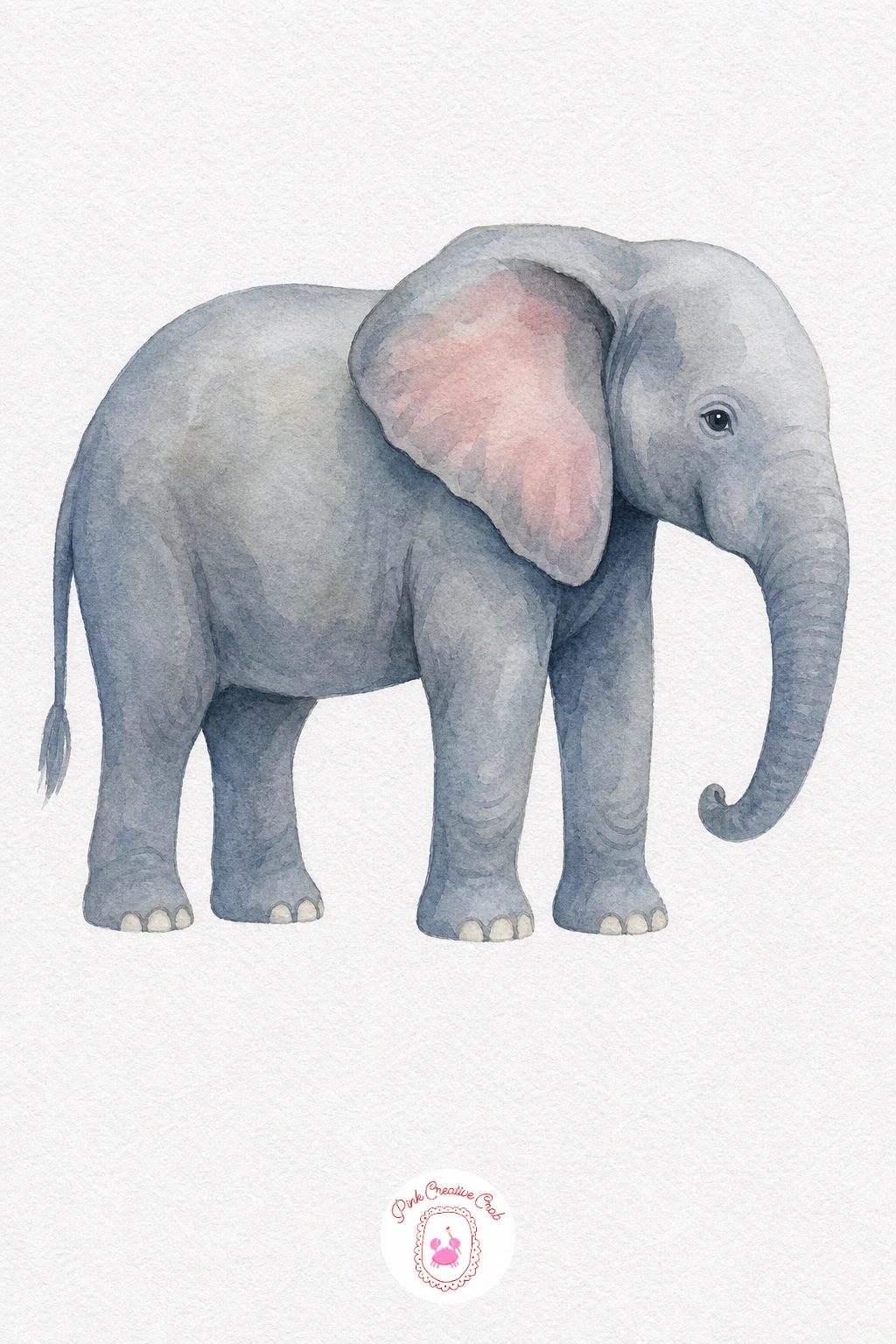 Elephant — Wet the whole elephant shape first, then float a pale grey-blue wash over the body so it settles unevenly and looks soft rather than flat.