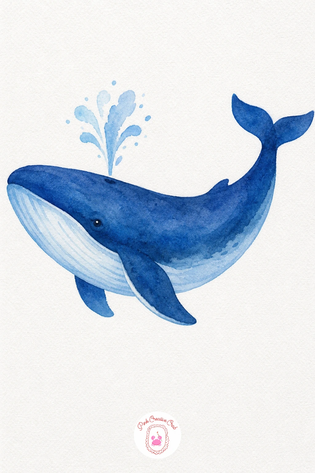Whale — Lay a deep blue wash along the top of the whale's back and let it fade into pale blue, almost white, along the belly by adding more water as you brush