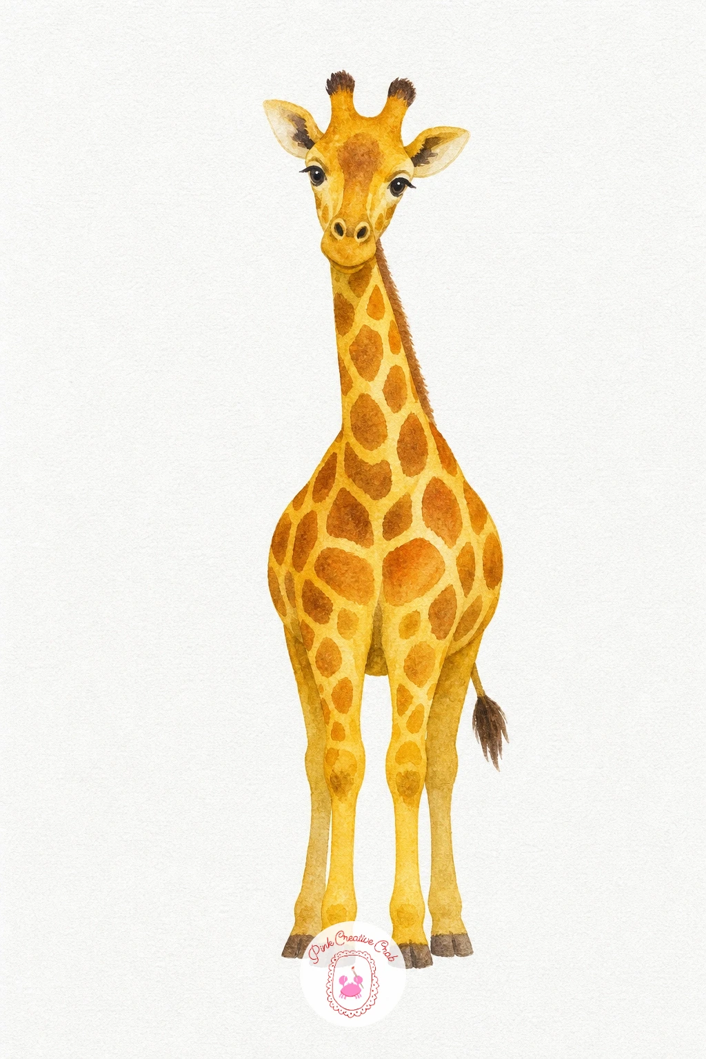 Giraffe — Wash the entire giraffe in pale yellow and let it dry fully before adding the patches, which keeps the shapes crisp instead of muddy. Watercolor