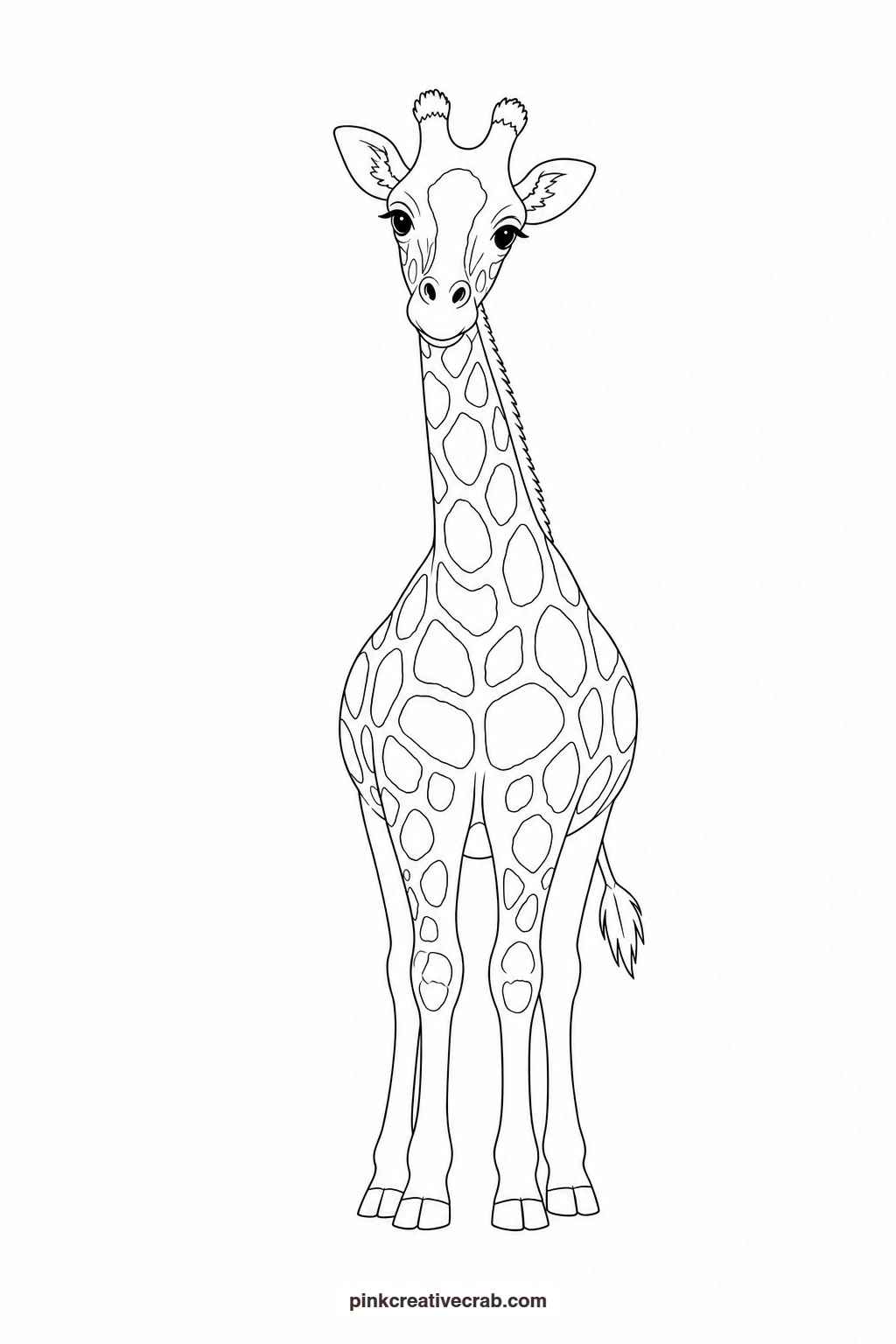 Giraffe Outline printable page. Watercolor animals