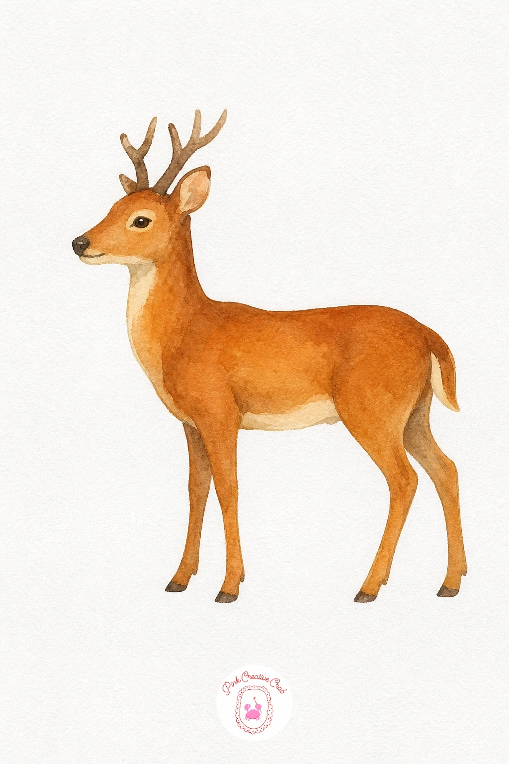 Deer — Lay a warm reddish brown wash over the body and legs, keeping the brush fairly dry so the colour stays soft rather than heavy. Watercolor animals