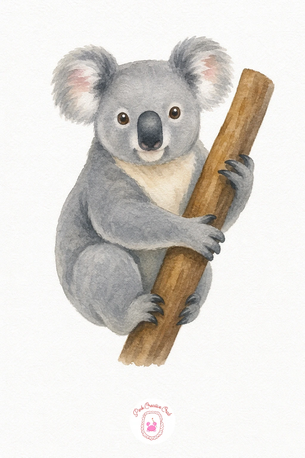 Koala — Wash the body in a pale grey and let it dry, then add a slightly darker grey around the edges of the ears and down the back to give a soft rounded