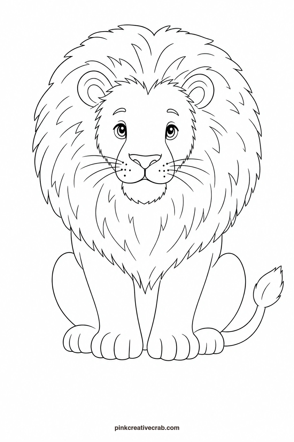 Lion Outline printable page. Watercolor animals