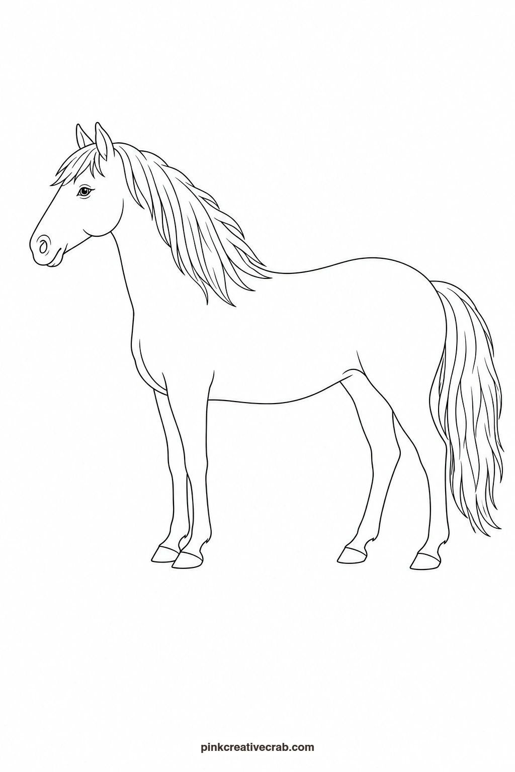 Horse Outline printable page. Watercolor animals