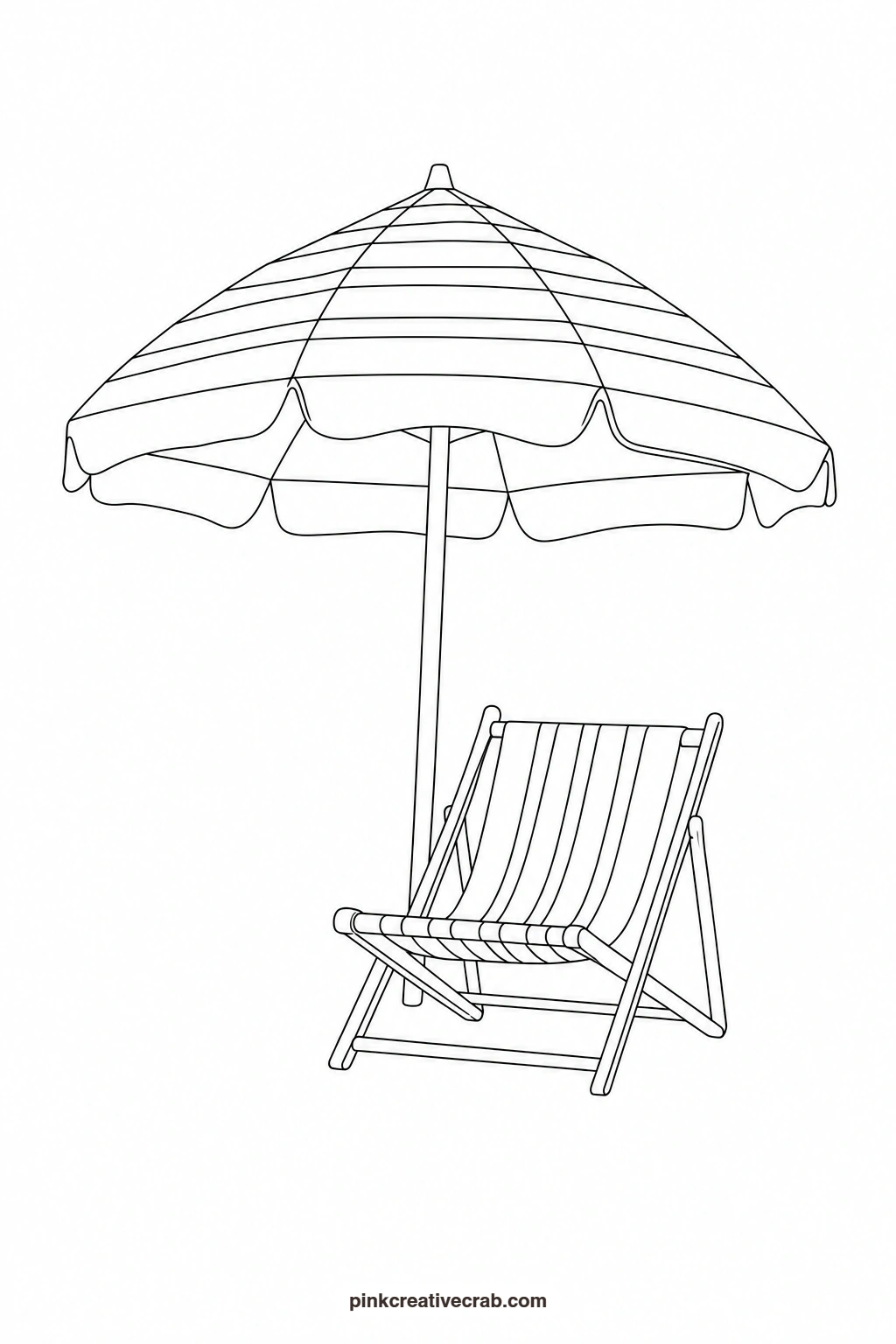Beach Umbrella and Chair Outline printable page. Beach watercolor paintings