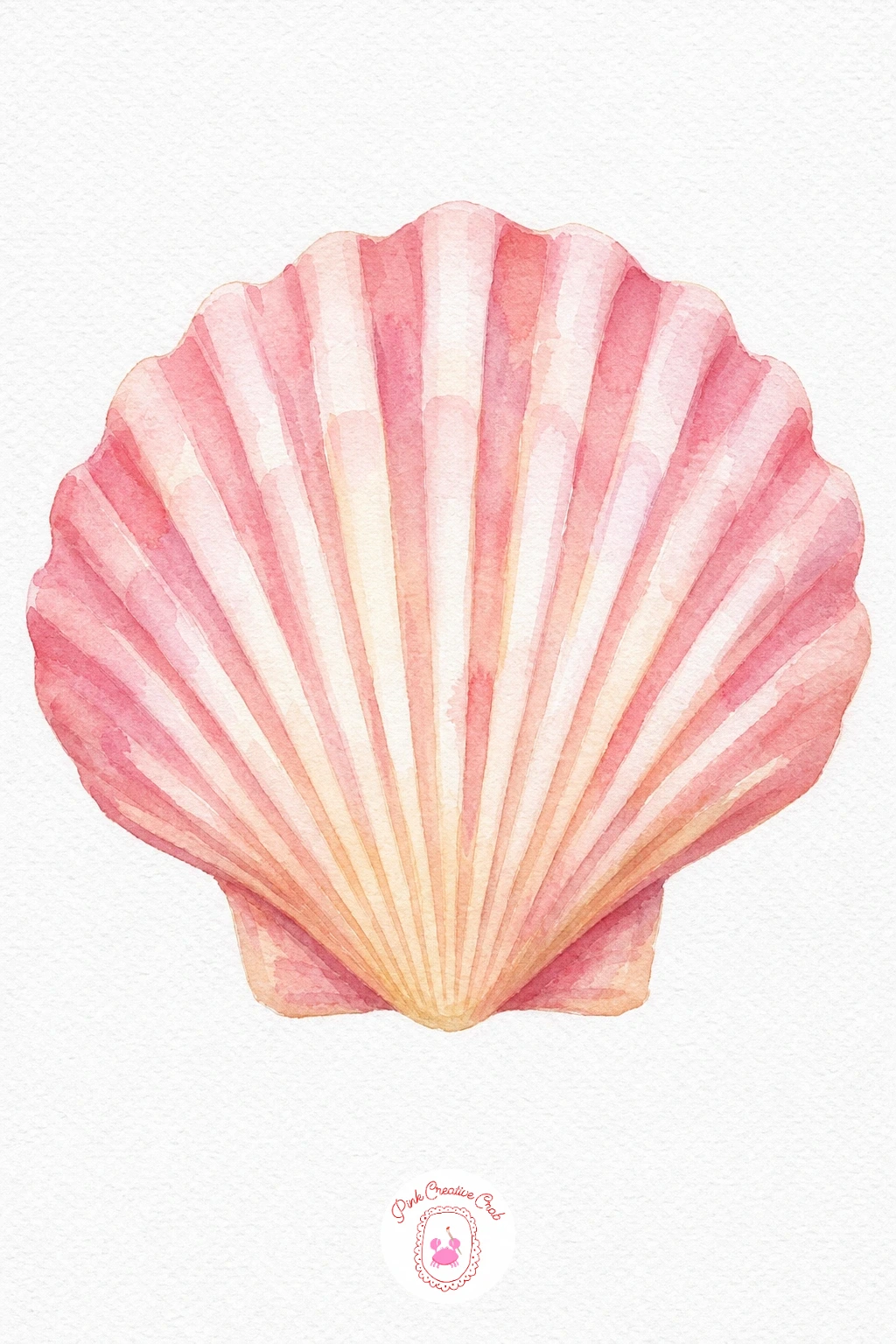 Seashell — Wet the whole shell shape first, then drop in pale pink at the base and let it bloom softly upward into cream at the tips, so the color graduates