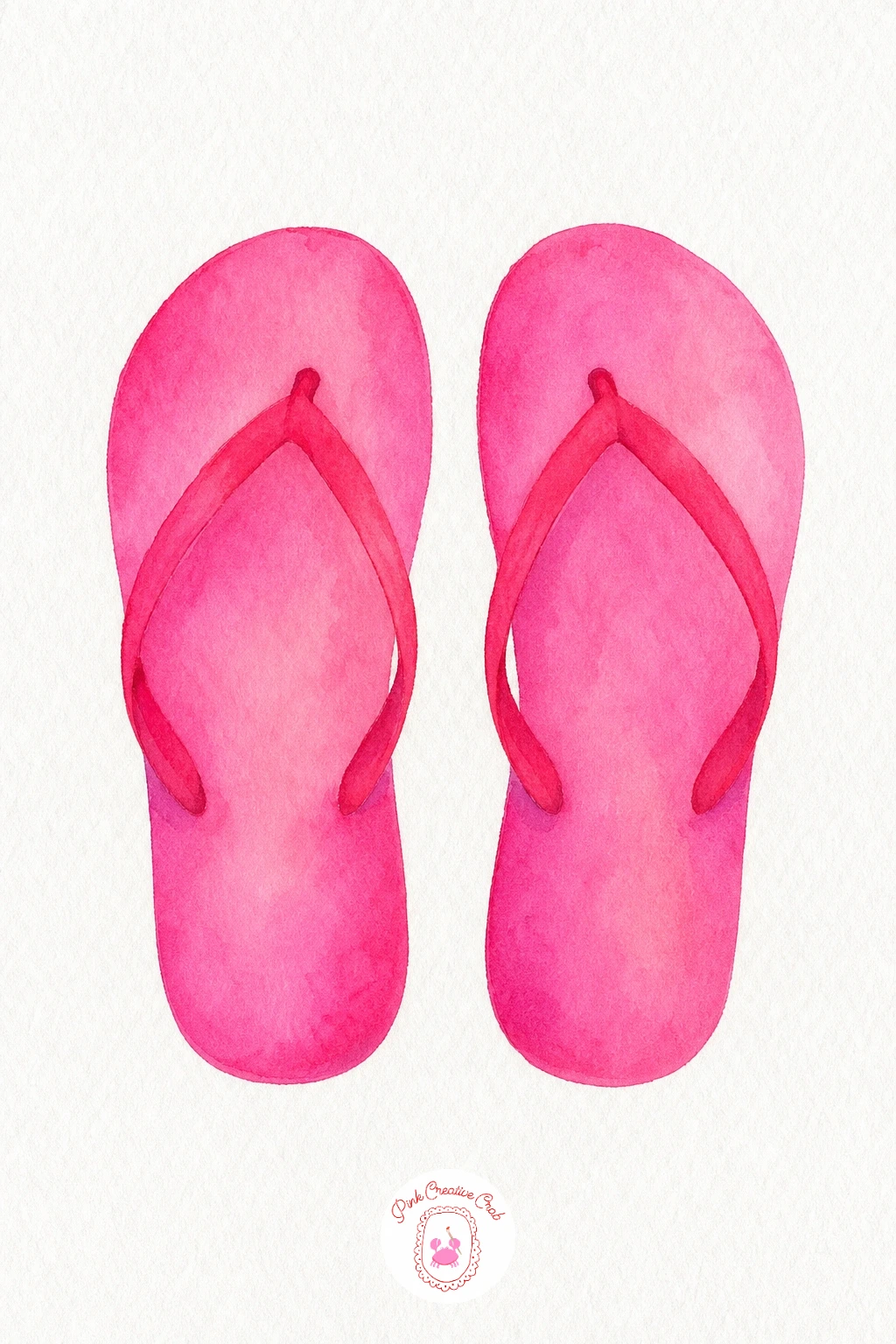 Pair of Flip Flops — Paint each sole as one flat wash of color, keeping the two flops different shades so they contrast nicely against each other. Beach