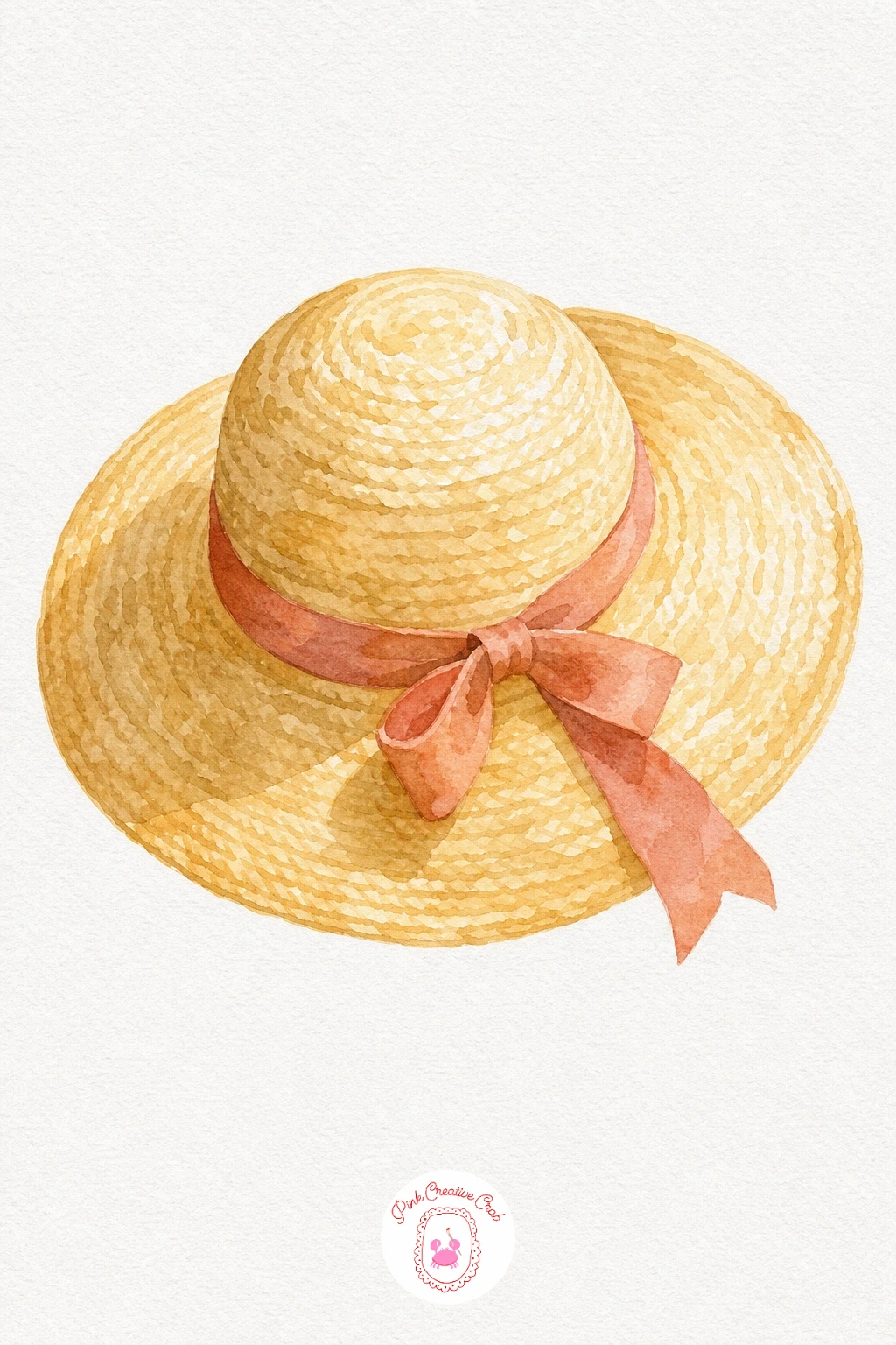 Sun Hat — Wash the whole hat in a pale cream first, then once dry, add loose short brushstrokes of a slightly darker tan radiating outward from the center of