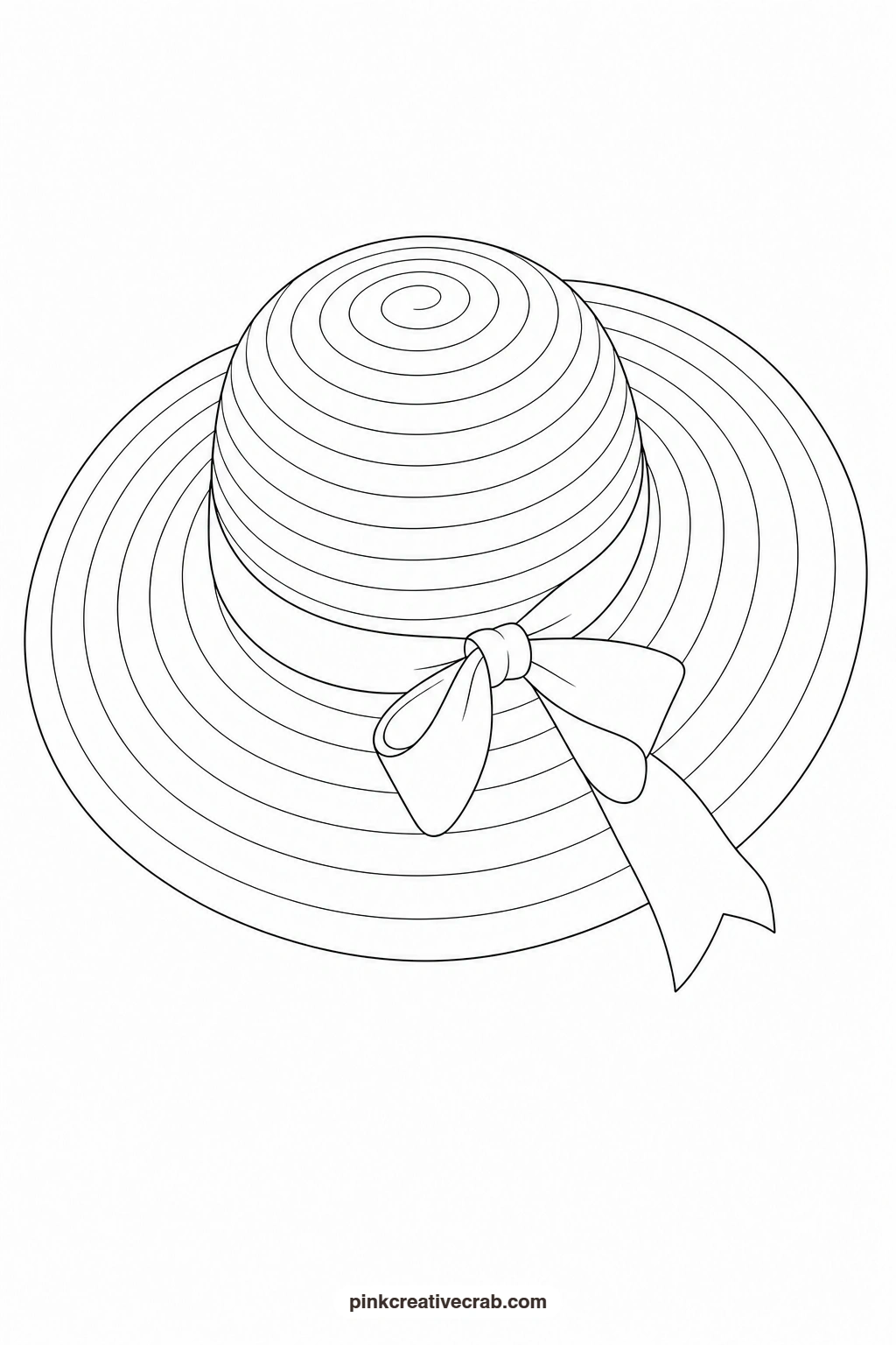Sun Hat Outline printable page. Beach watercolor paintings