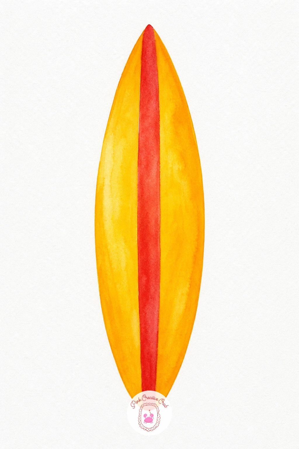 Surfboard — Paint the board's base color first in one smooth vertical wash, pulling the brush from top to bottom in long strokes so no streaks show. Beach