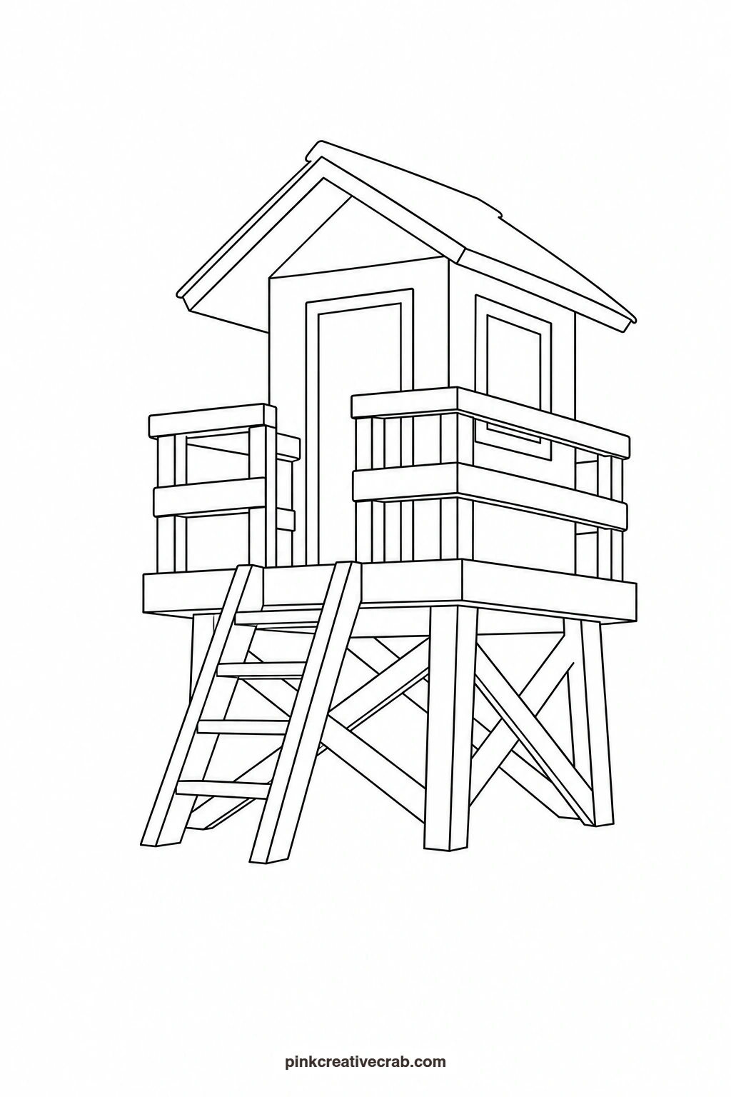 Lifeguard Tower Outline printable page. Beach watercolor paintings