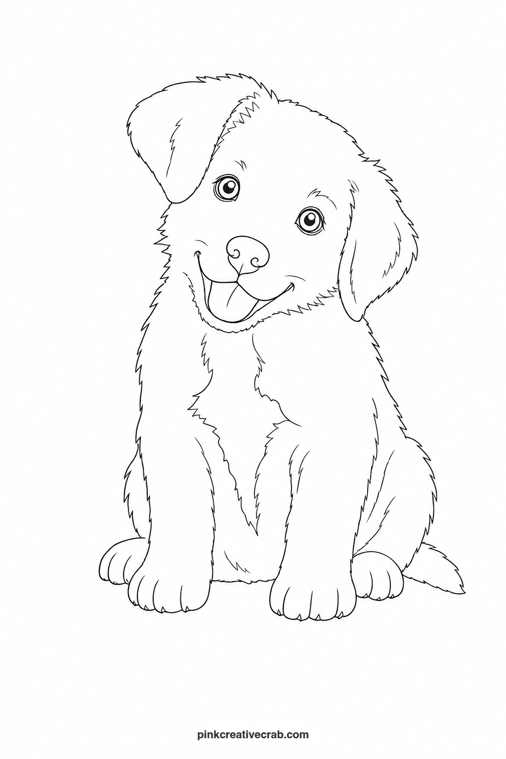 Puppy Outline printable page. Cute watercolor animals