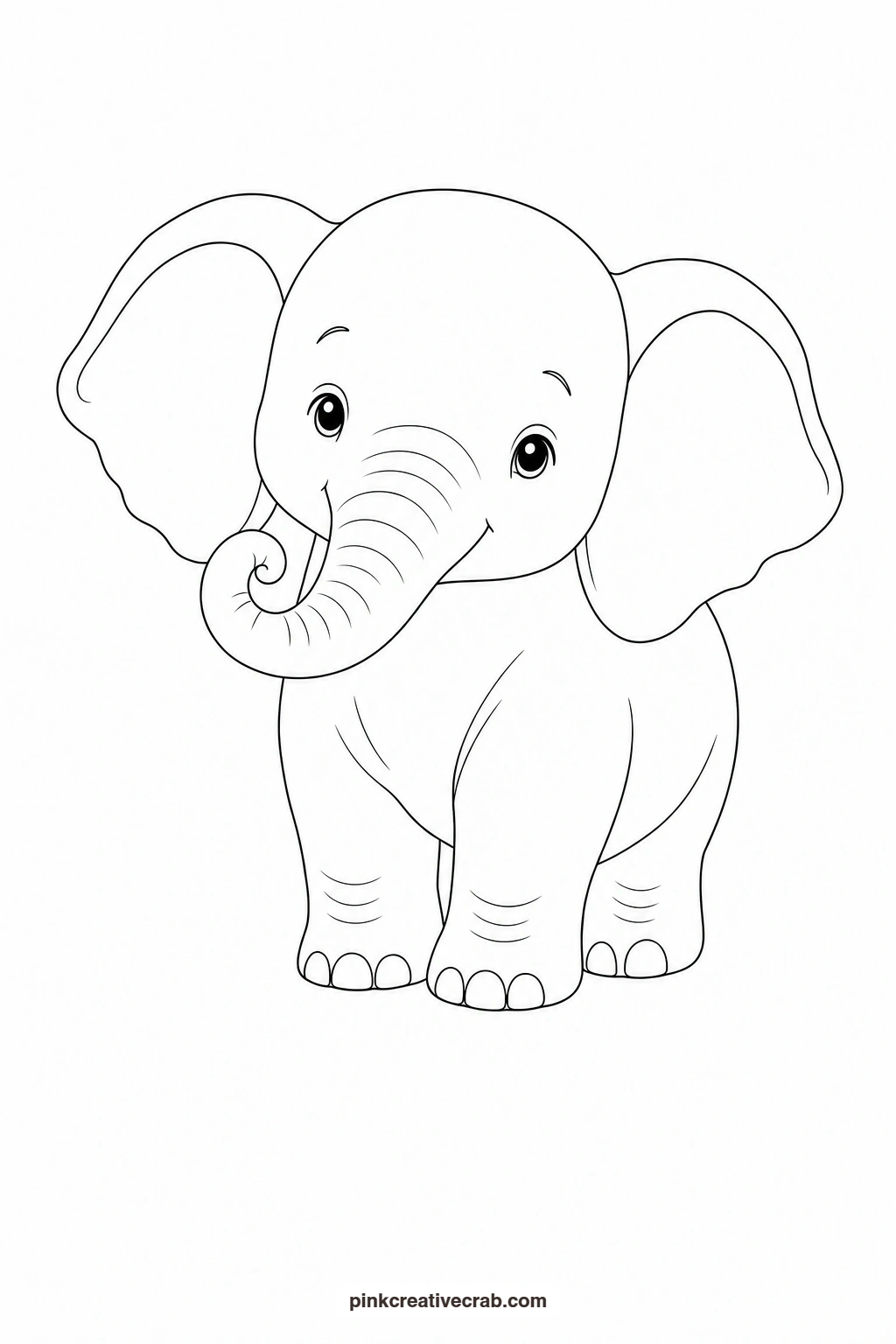 Baby Elephant Outline printable page. Cute watercolor animals