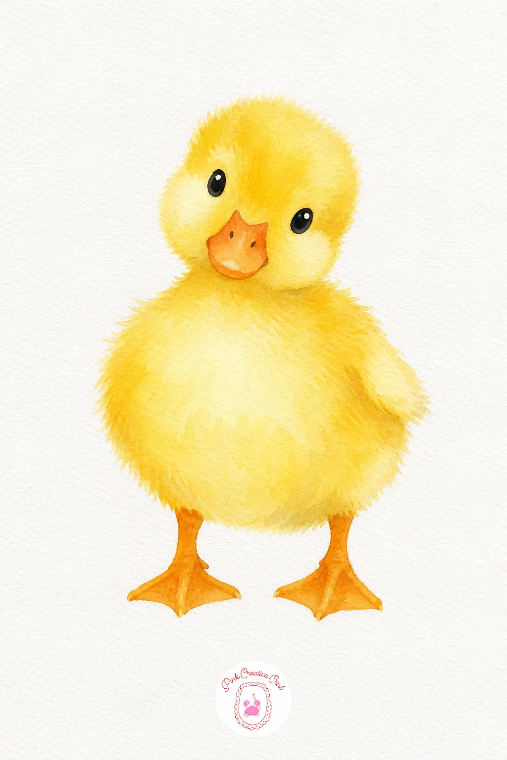 Duckling — Wash the whole body in bright sunny yellow, keeping it even and flat since fluffy ducklings read best as clean colour rather than heavy shading.