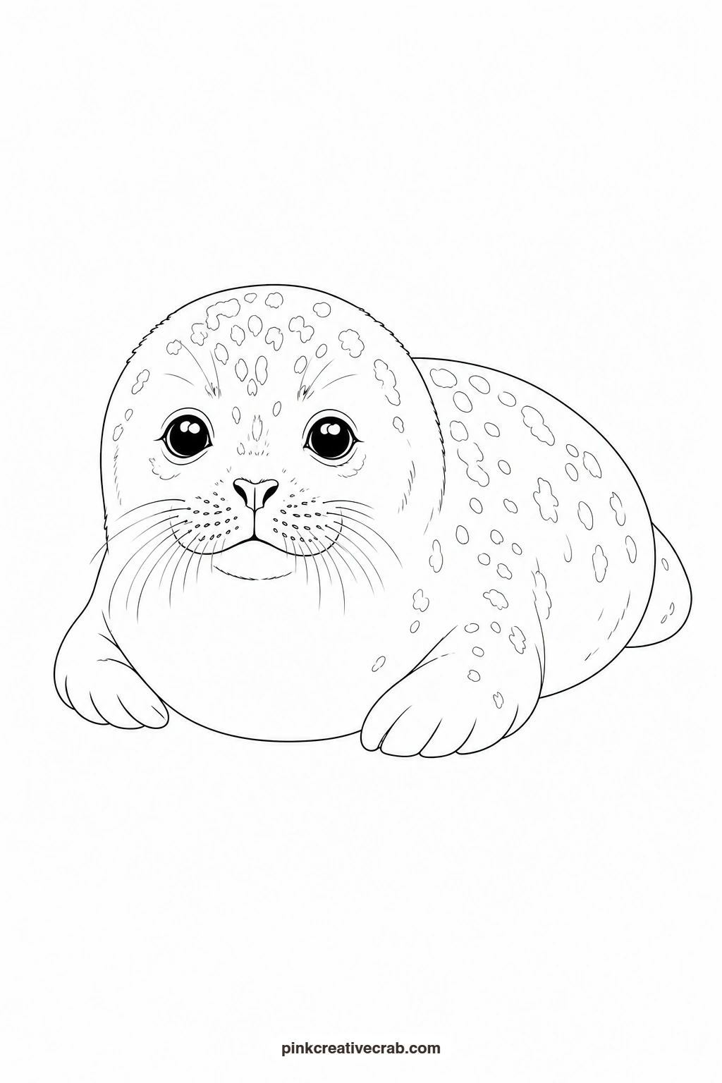 Baby Seal Outline printable page. Cute watercolor animals