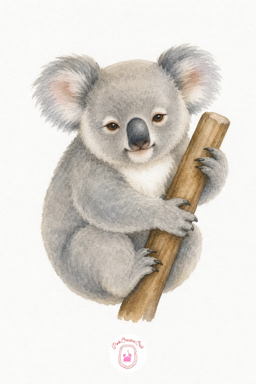 Koala Joey — Wash the body in a soft dove grey, leaving the chest patch and inner ears white. Cute watercolor animals