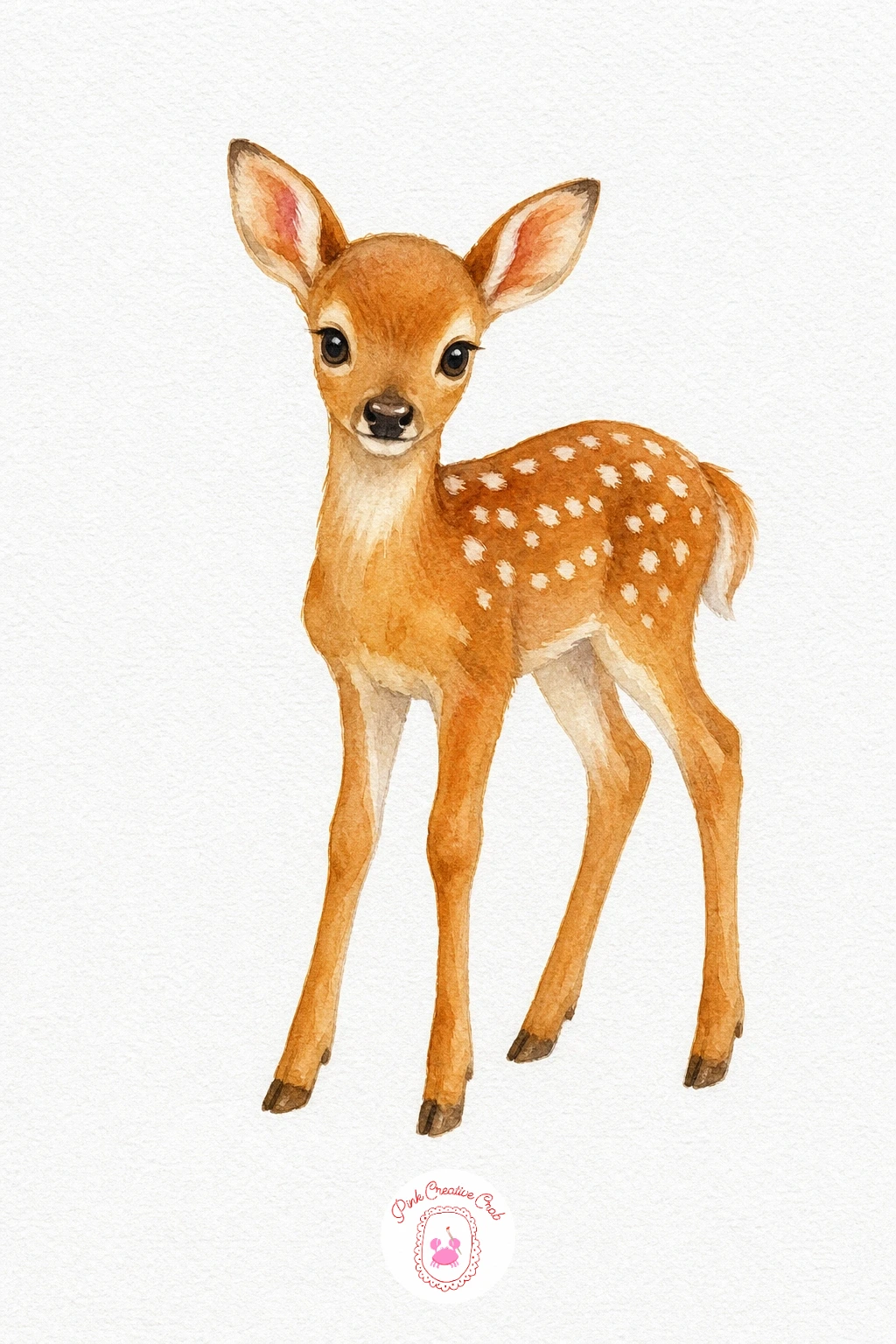 Fawn — Wash the body in warm reddish brown, keeping the belly and inner legs lighter by using less pigment there. Cute watercolor animals