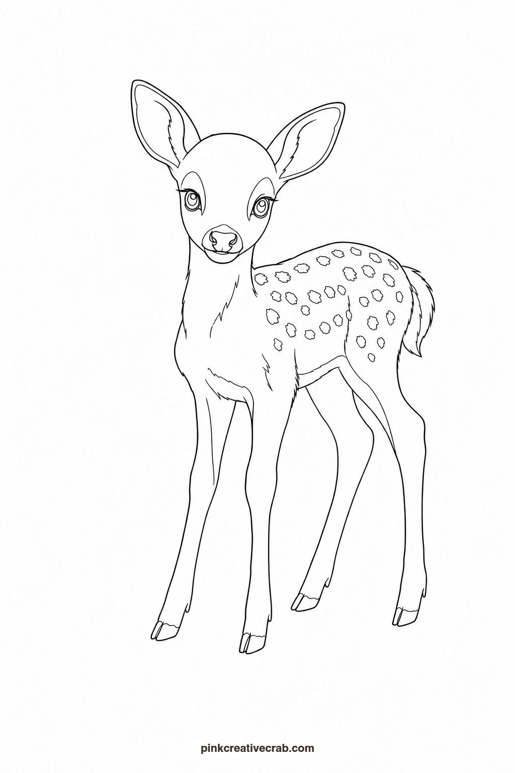 Fawn Outline printable page. Cute watercolor animals