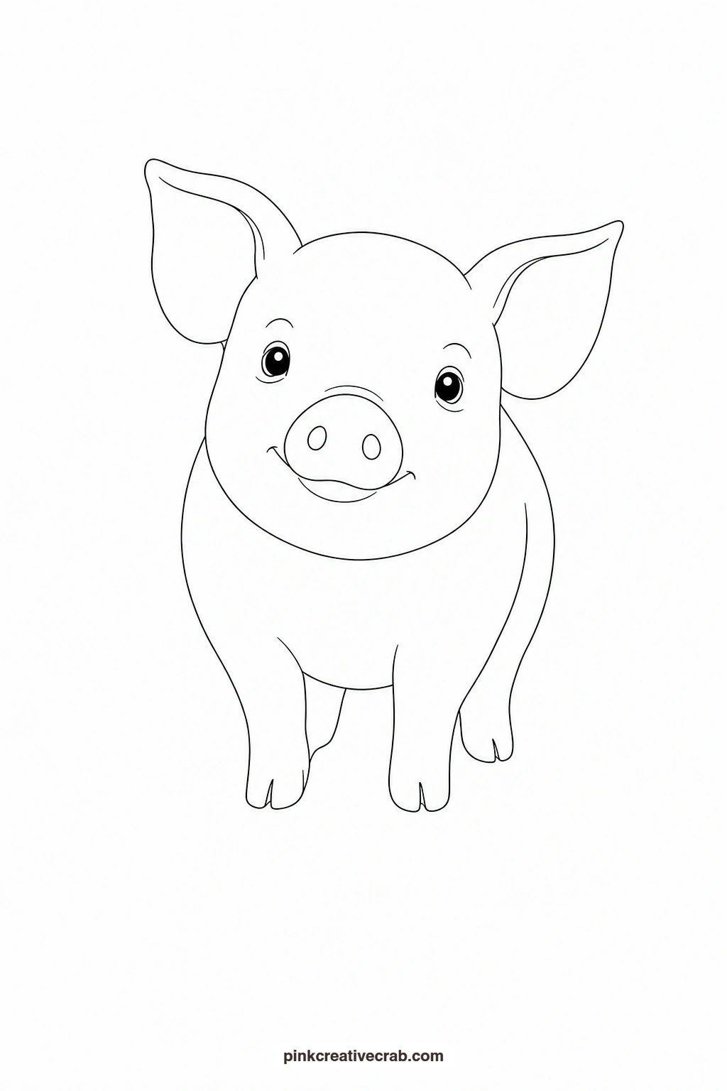 Piglet Outline printable page. Cute watercolor animals