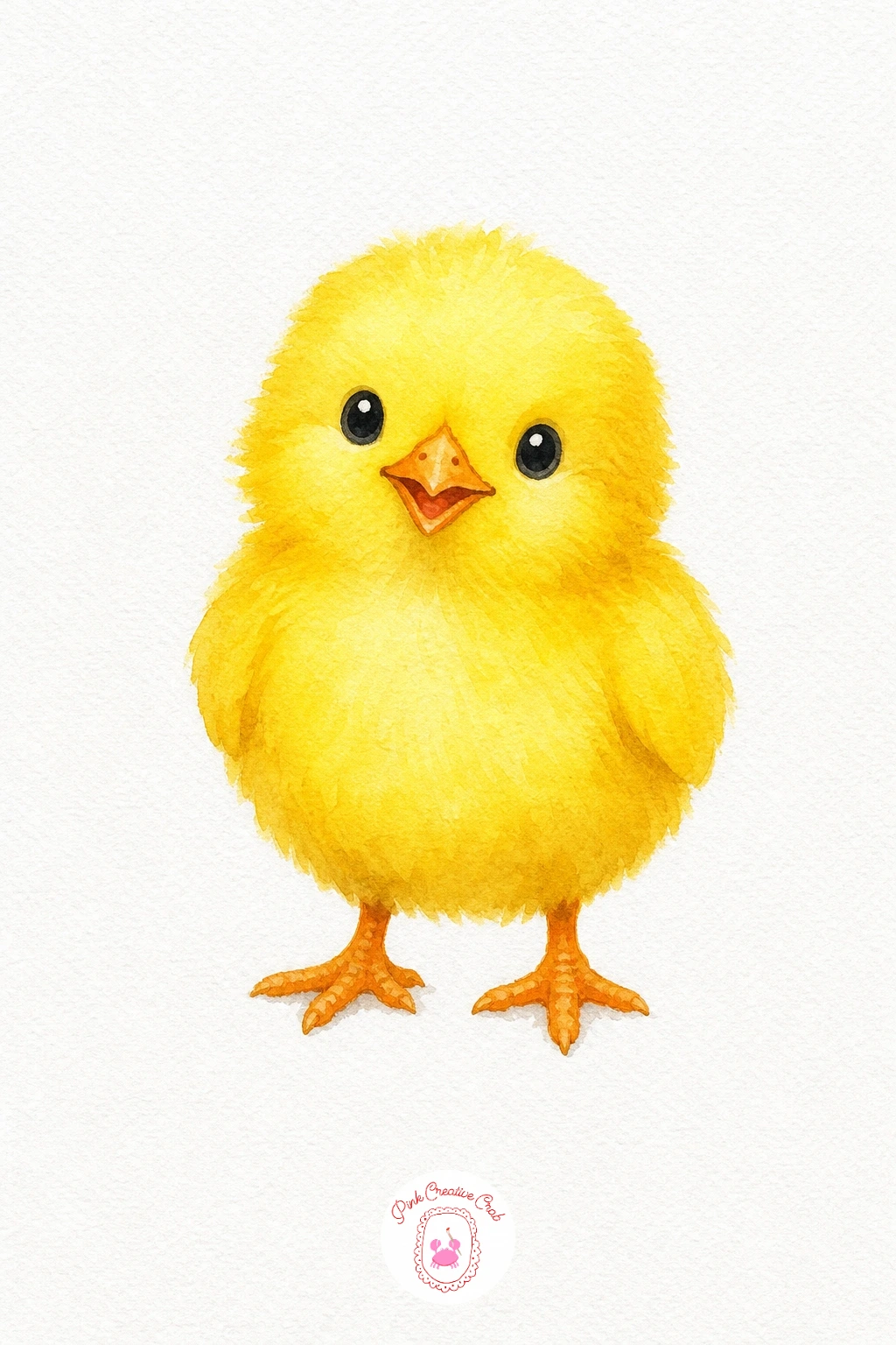 Baby Chick — Wash the body in cheerful bright yellow, keeping the wash flat and even since this small round shape needs very little variation to read well.