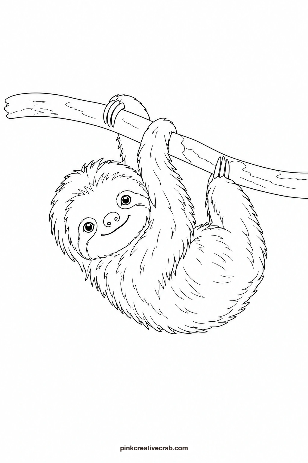 Baby Sloth Outline printable page. Cute watercolor animals
