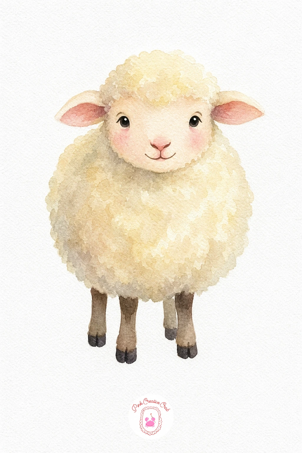 Baby Lamb — Keep the woolly body mostly white, adding only a very pale cream wash in the shadow areas under the curls so the wool still reads as soft and