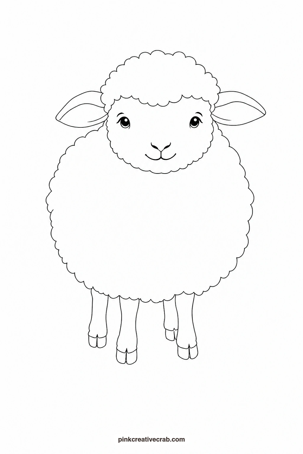 Baby Lamb Outline printable page. Cute watercolor animals