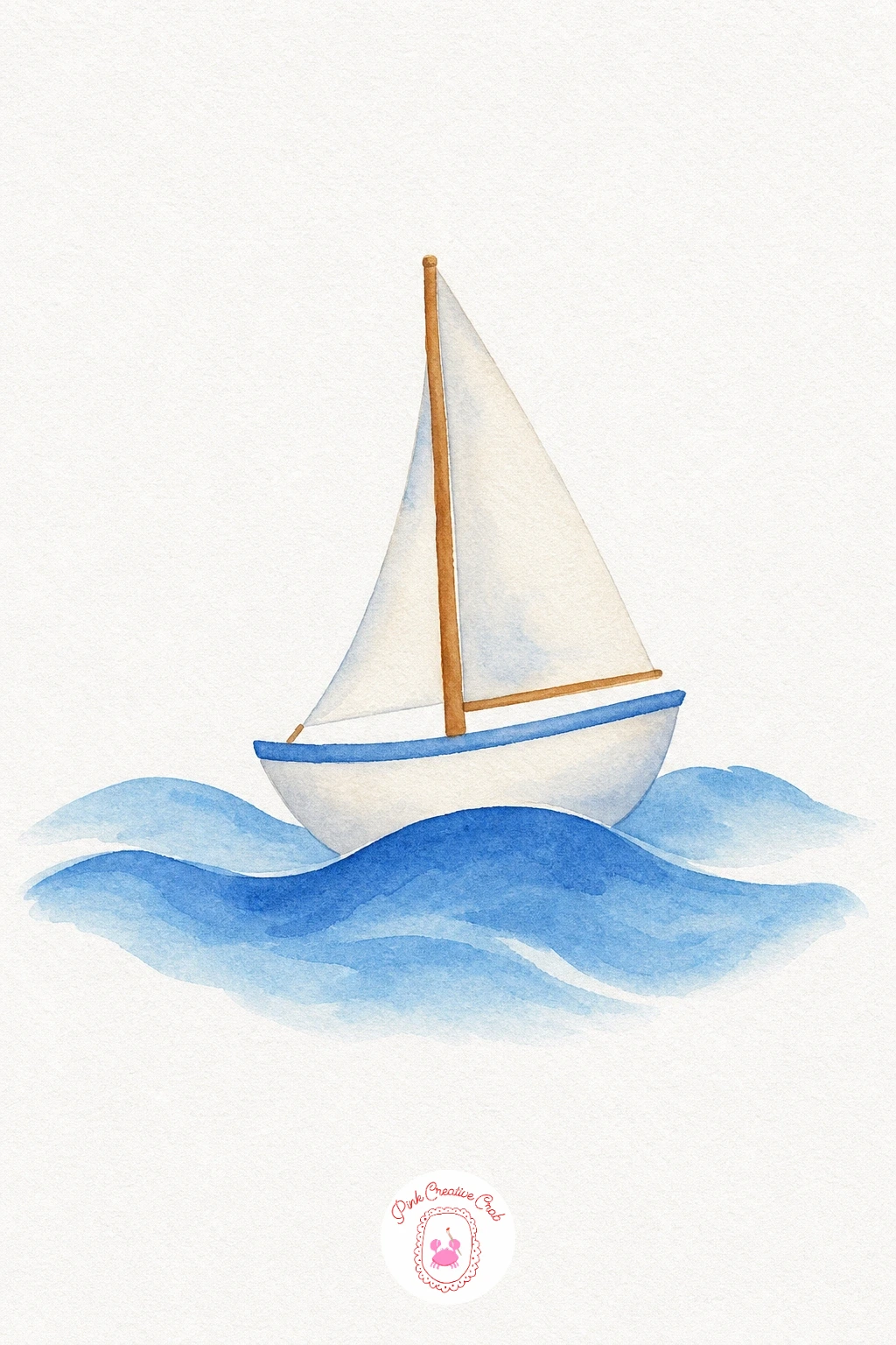 Small Sailboat on Waves — Paint the sail last and leave it white or wash it the palest grey so it stays the brightest shape on the page. Sea watercolor painting