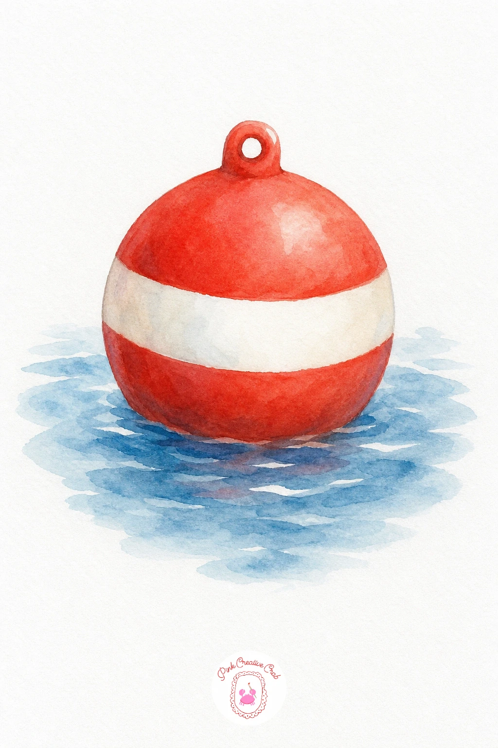 Buoy — Because this subject is just one shape, let the painting carry itself on colour contrast alone. Sea watercolor painting
