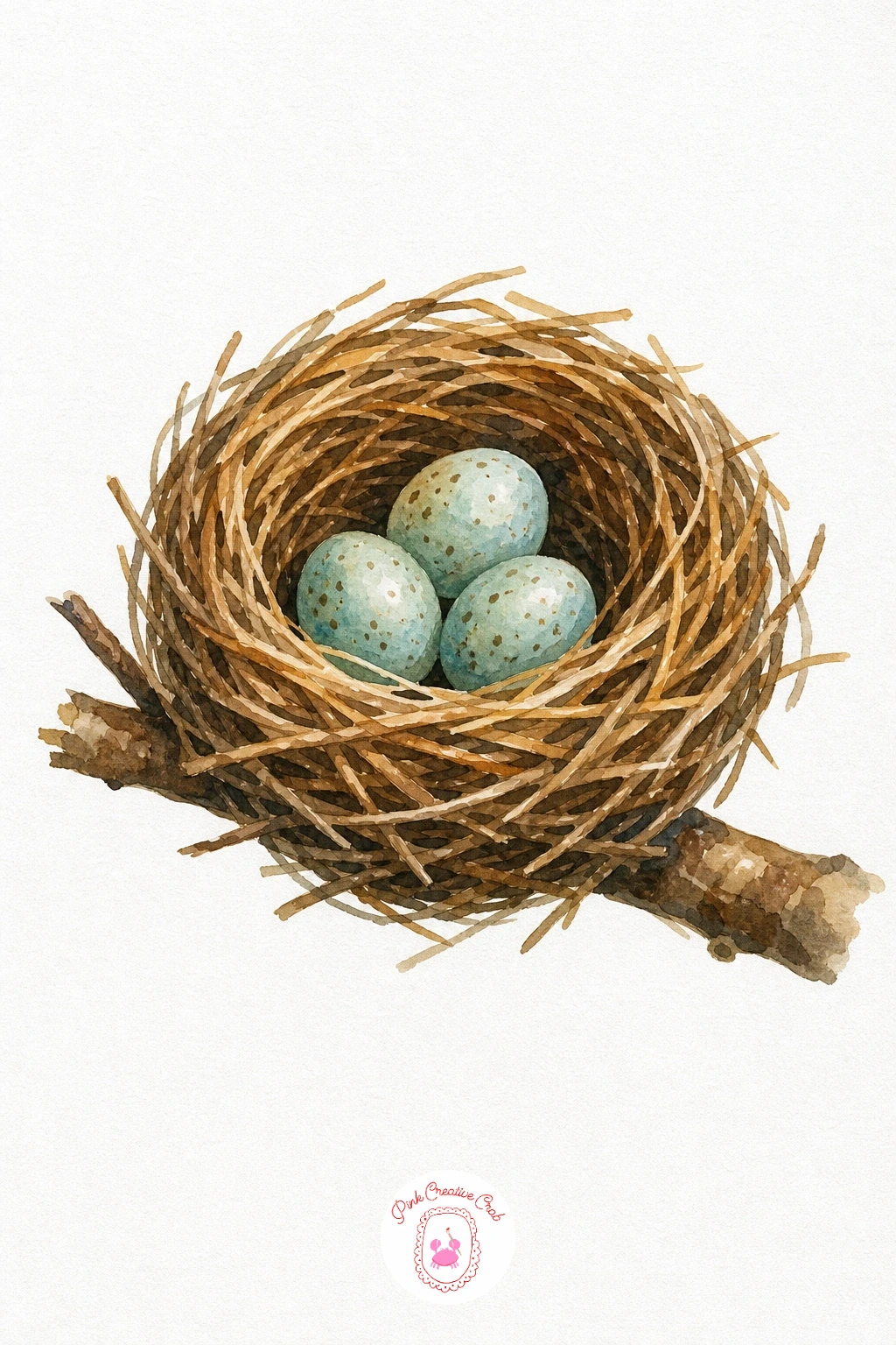 Bird Nest With Eggs — Lay a pale yellow ochre wash over the whole nest shape first, then while it is still damp drop in burnt sienna along the lower curve so