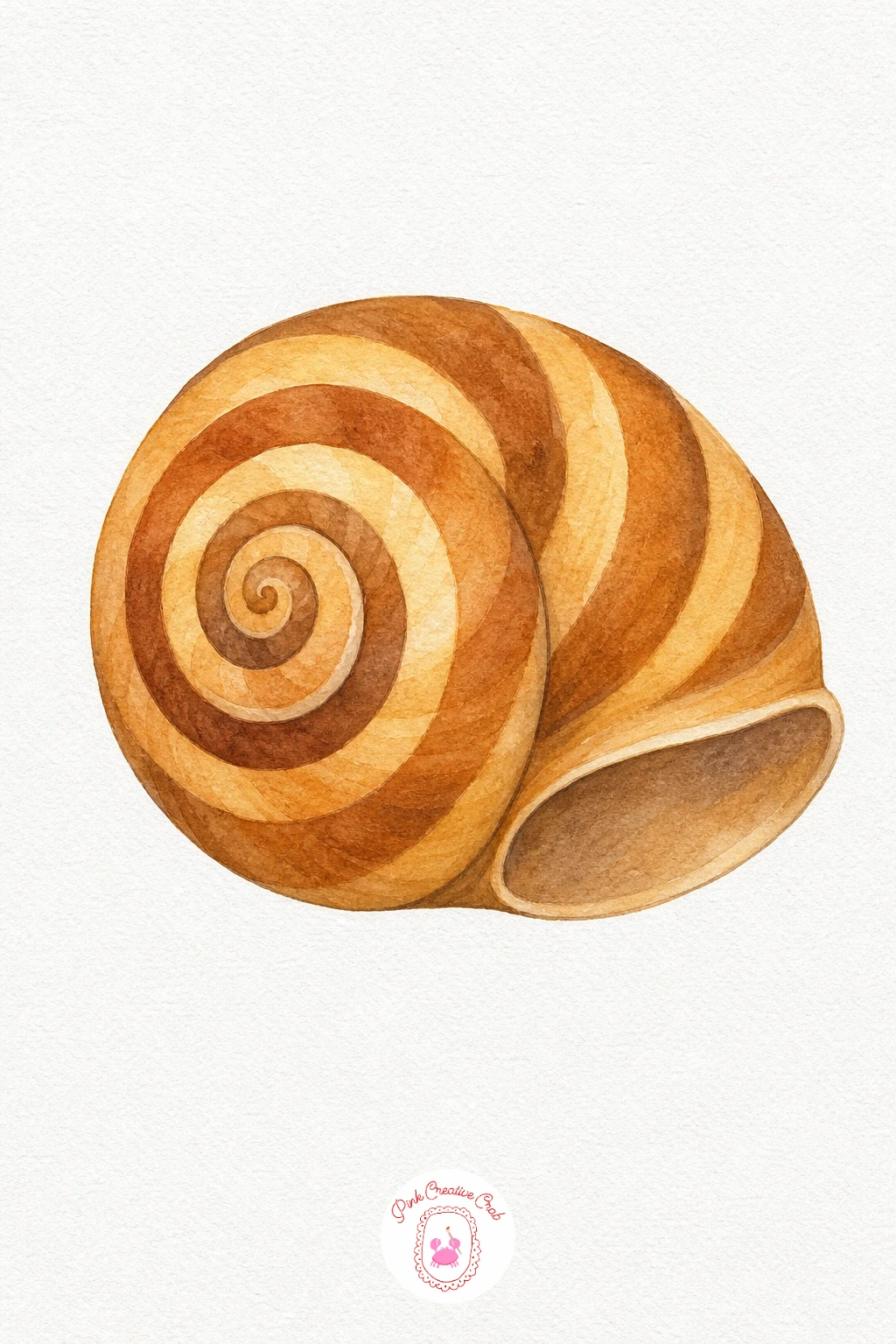 Snail Shell — Work from the outer edge of the spiral inward, painting alternating bands of warm tan and burnt sienna so the stripes follow the curve of the