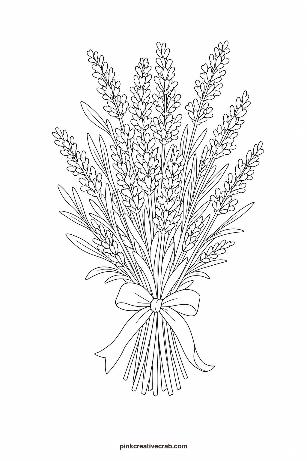 Lavender Bundle Outline printable page. Watercolor flower bouquet