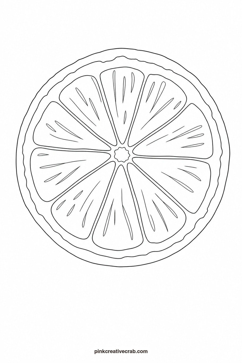 Lemon Slice Outline printable page. Easy watercolor paintings for beginners
