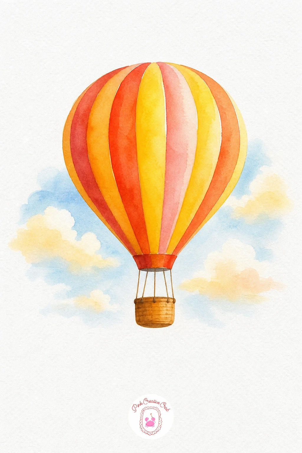 Hot Air Balloon — Paint the balloon envelope in alternating vertical stripes, letting each color dry a little before adding its neighbor so the stripes stay
