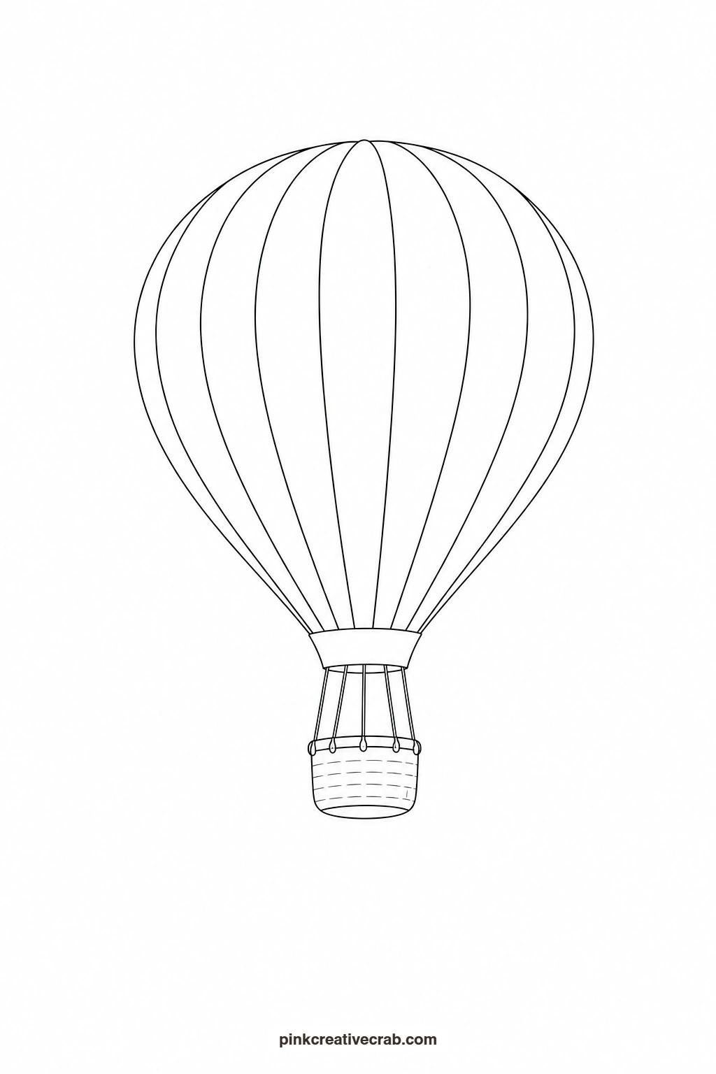 Hot Air Balloon Outline printable page. Easy watercolor paintings for beginners