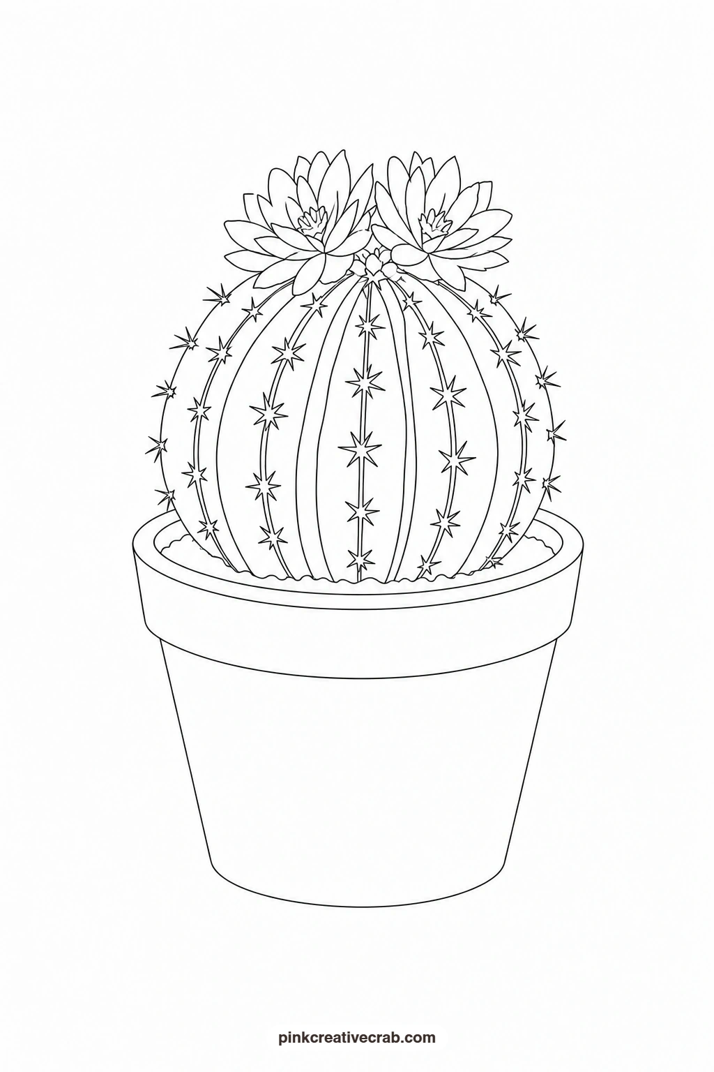 Cactus in a Pot Outline printable page. Easy watercolor paintings for beginners