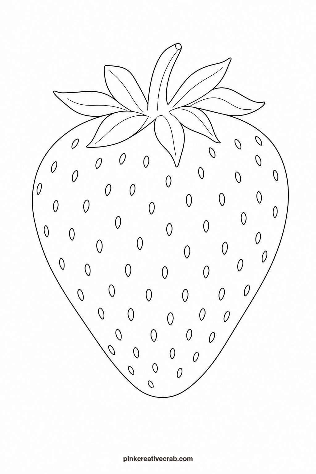 Strawberry With Leaf Outline printable page. Easy watercolor paintings for beginners
