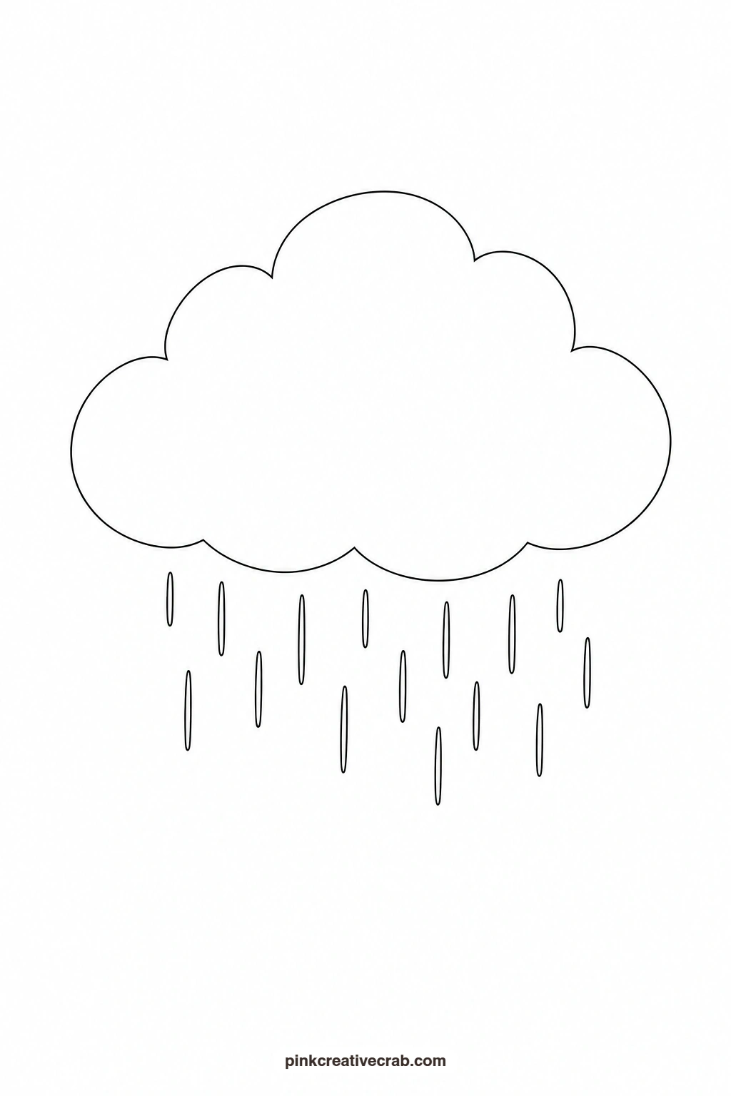 Cloud With Rain Outline printable page. Easy watercolor paintings for beginners