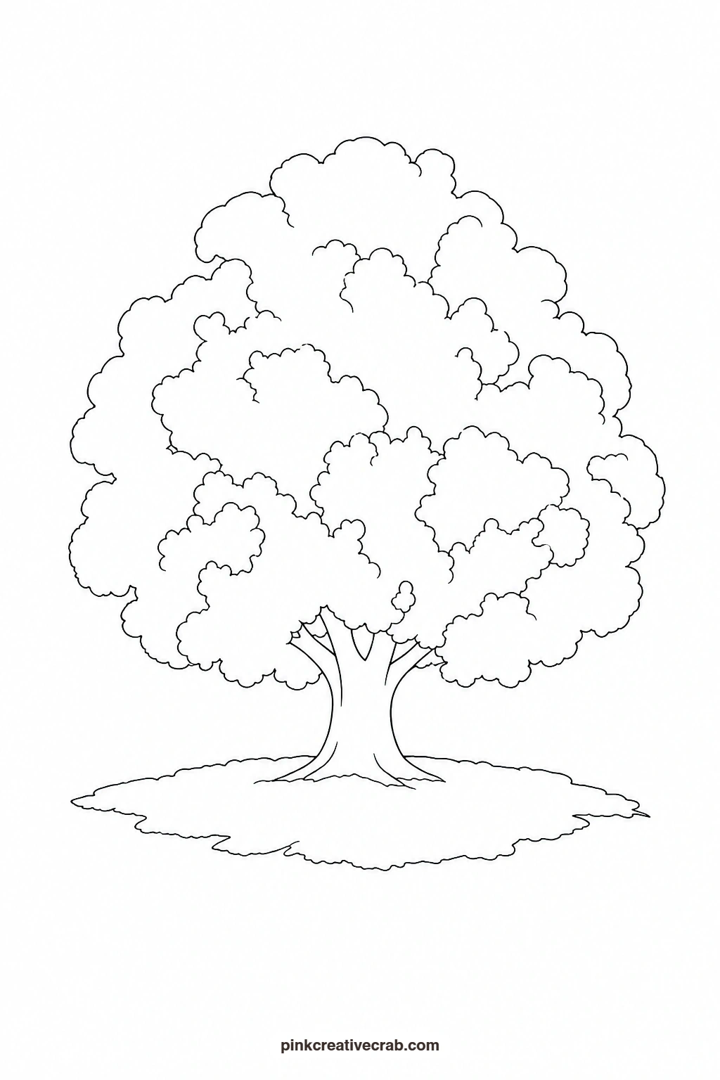 Simple Tree Outline printable page. Easy watercolor paintings for beginners