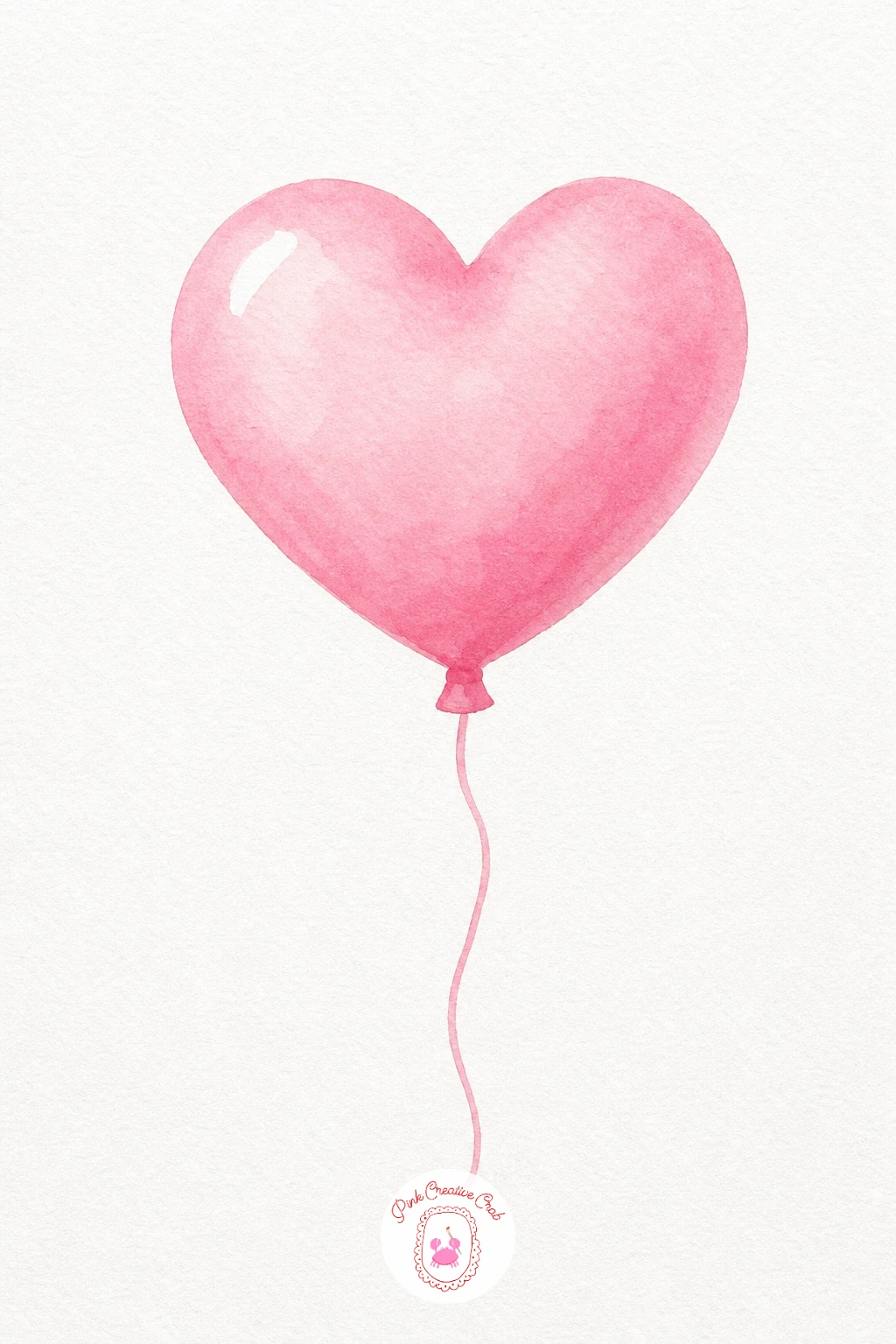 Heart Balloon — Wet the whole heart shape and drop Opera Pink in from the top, letting it settle lighter toward the lower point so the balloon looks rounded