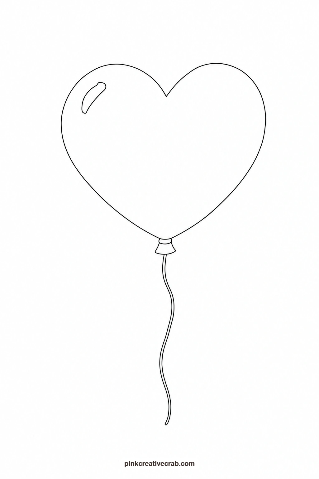 Heart Balloon Outline printable page. Easy watercolor paintings for beginners