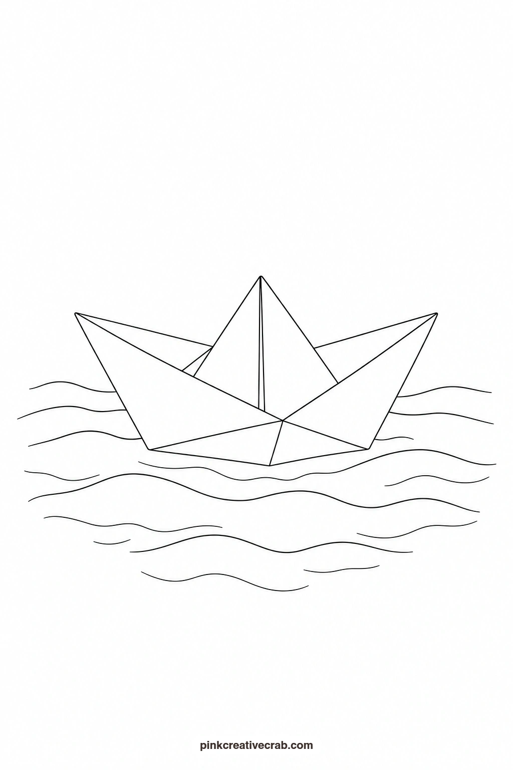 Paper Boat Outline printable page. Easy watercolor paintings for beginners