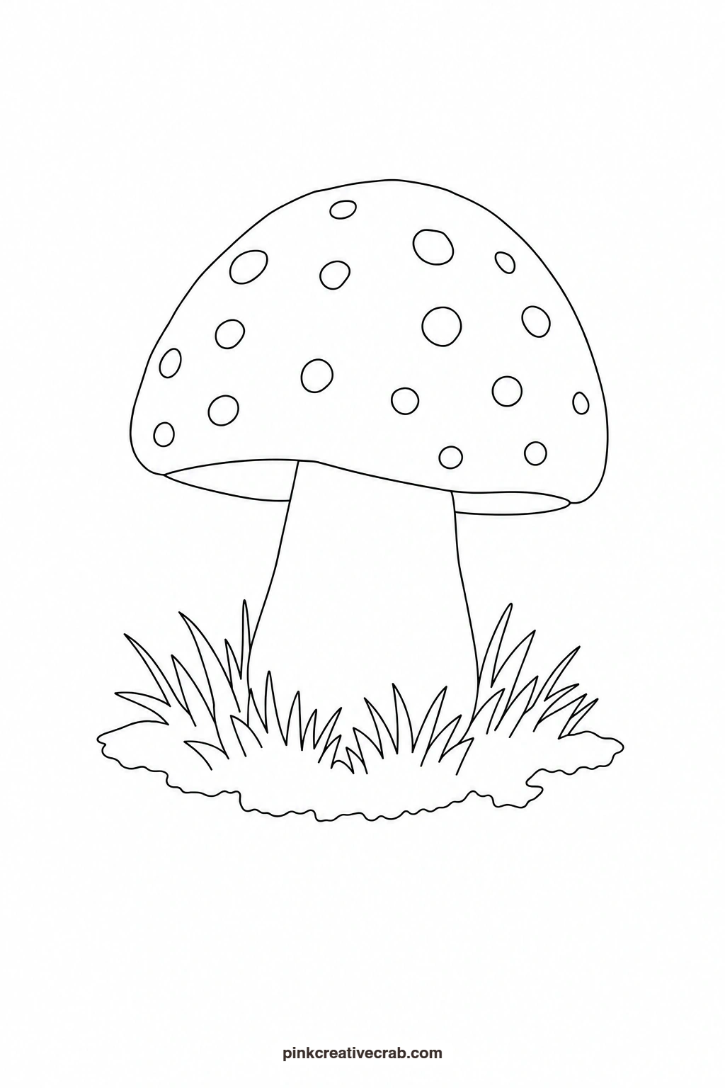 Red Toadstool Outline printable page. Easy watercolor paintings for beginners