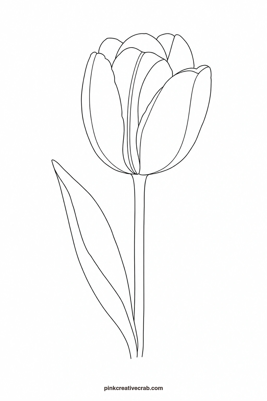 Tulip Outline printable page. Easy watercolor paintings for beginners