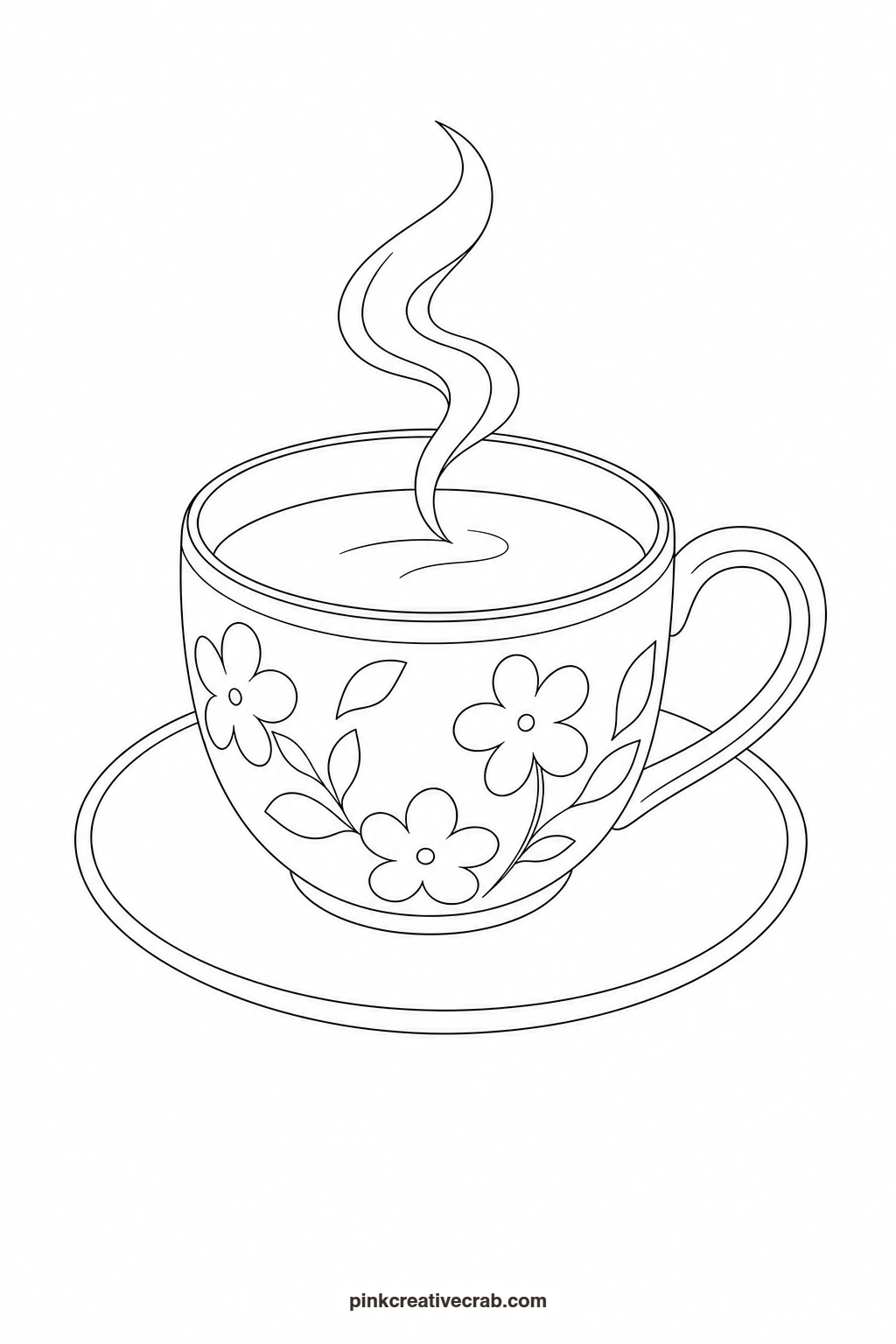 Cup of Tea Outline printable page. Easy watercolor paintings for beginners