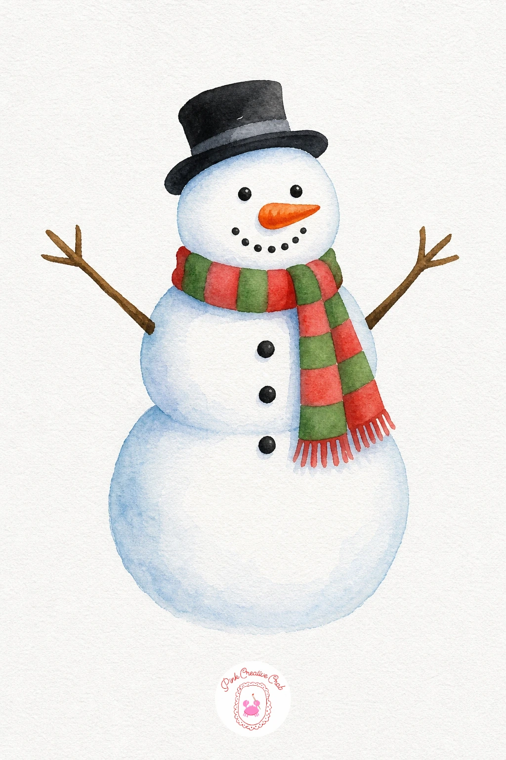 Snowman With a Scarf — Leave the snowman's body as bare white paper and paint only the small details: a black triangle nose made orange instead for the carrot