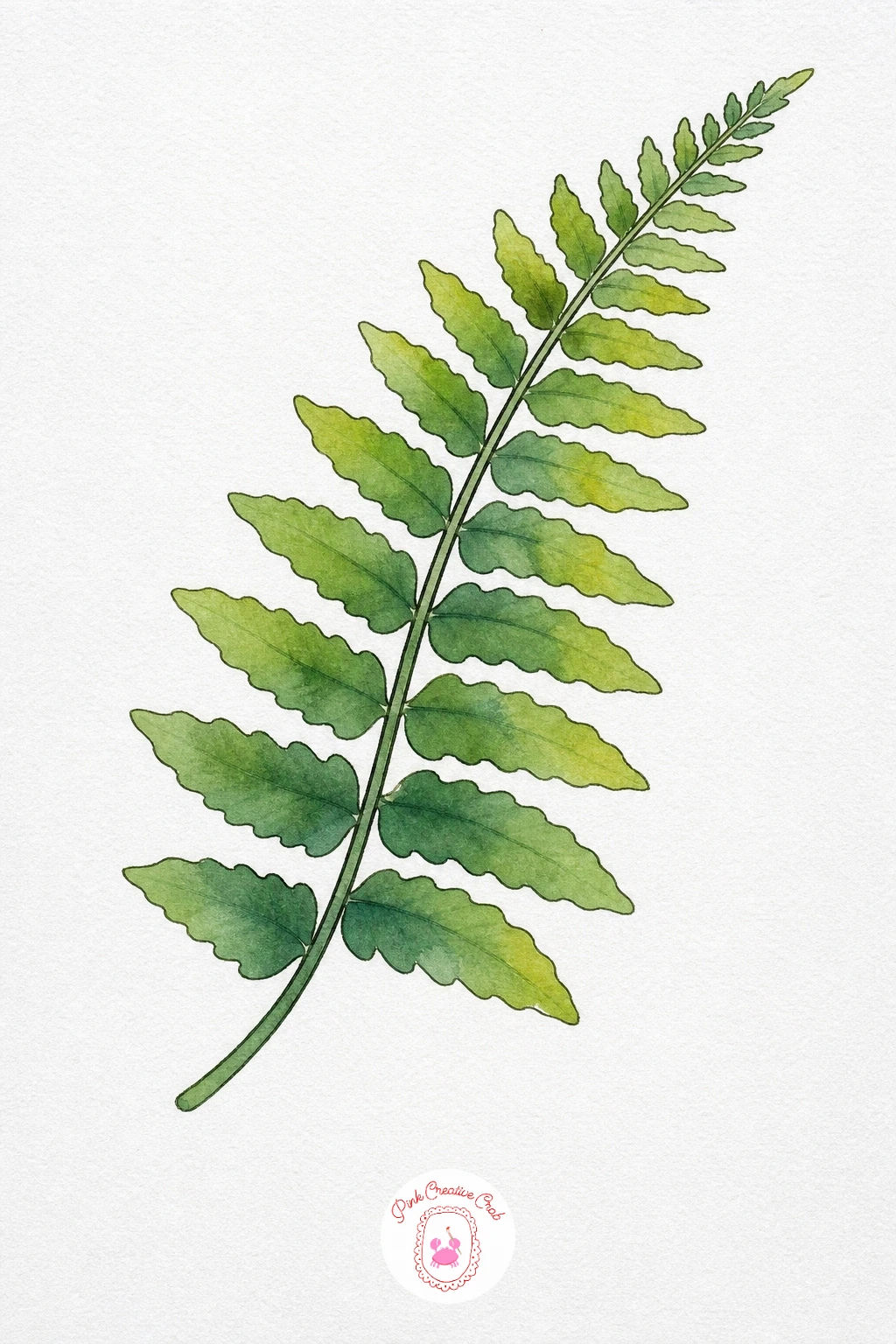 Fern Frond — Start with a pale yellow-green wash over the whole frond and let it dry just slightly before dropping in a deeper sap green along the central stem