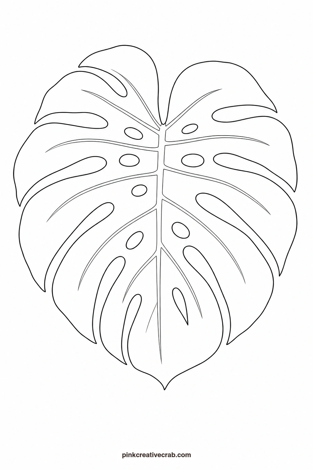 Monstera Leaf Outline printable page. Botanical watercolor