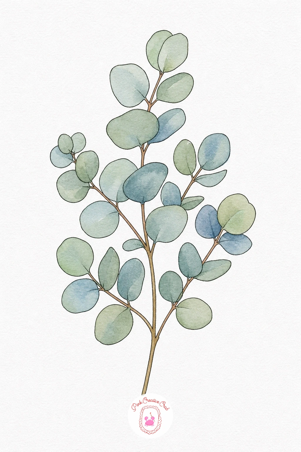 Eucalyptus Branch — Mix a grey-green from sap green and a touch of Payne's grey, and wash it over every leaf, then while still wet, tap a little dusty blue